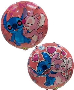 GLOBO METALIZADO 18" STITCH Y ANGELA REDONDO ROSA