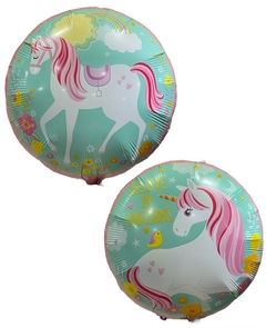 GLOBO METALIZADO 18" UNICORNIO REDONDO ROSADO