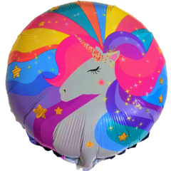 GLOBO METALIZADO 18" UNICORNIO CABELLO MULTICOLOR