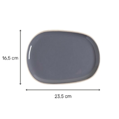 Plato Postre Zarzis Gris Oscuro Brillante Con Borde Natural 23.5 Cm - comprar online