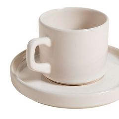 Taza Y Plato Net Crema 184 Ml - Vienna Hogar