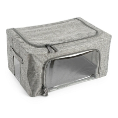 Caja Plegable para Ropa de Tela con Ventana (S) Gris