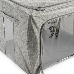 Caja Plegable para Ropa de Tela con Ventana (L) Gris - comprar online