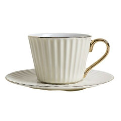 Taza y Plato Alessia Crema B/Dorado 100 Ml