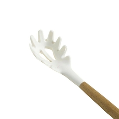 Cuchara Pasta Silicona Blanco Madera - comprar online