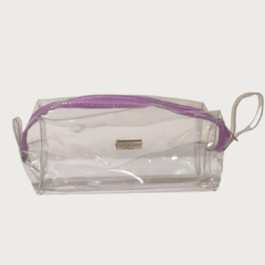 Cartuchera Transparente Cierre Violeta - comprar online