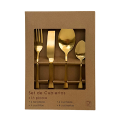 Set Cubiertos Dorado Lisboa 16 Piezas - comprar online