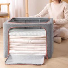 Caja Plegable para Ropa de Tela con Ventana (S) "Lile Dark Grey" - Vienna Hogar