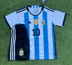 Conjunto Messi Argentina titular 22/23 - 3 Estrellas - parche campeon - #10