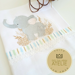 Fralda de Boca Avulsa Elefante folhas - Personalizável - comprar online