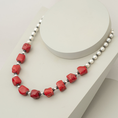 collarcoral, plata y perlas - comprar online