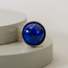 Anillo rulos de plata con lapislazuli - comprar online