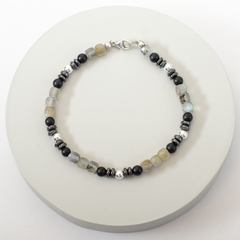 Pulseras con plata 925, Cubos e piedra y hematite - BLAUHAUS JOYAS