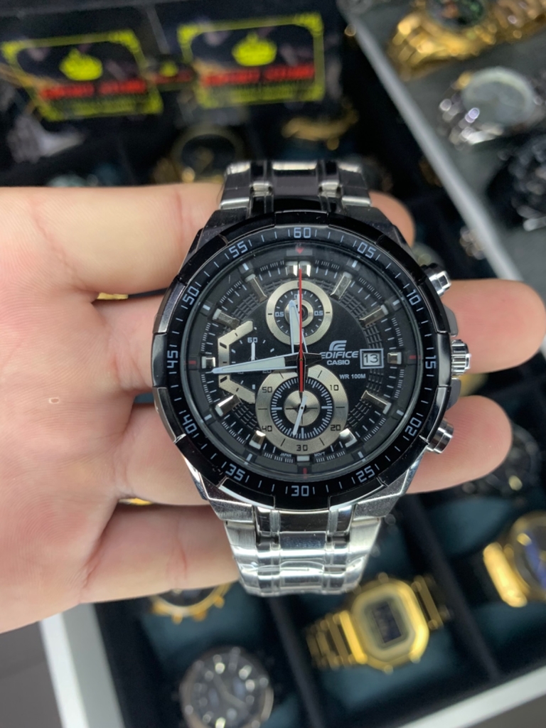 CASIO EDIFICE EFR 539 PRATA PRETO 50MM A PROVA DAGUA 10ATM