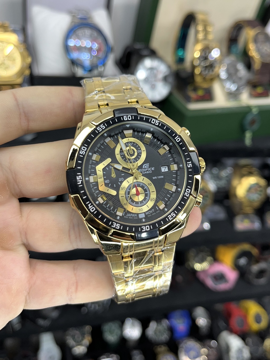 CASIO EDIFICE EFR 539 DOURADO PRETO 50MM A PROVA DAGUA 10ATM