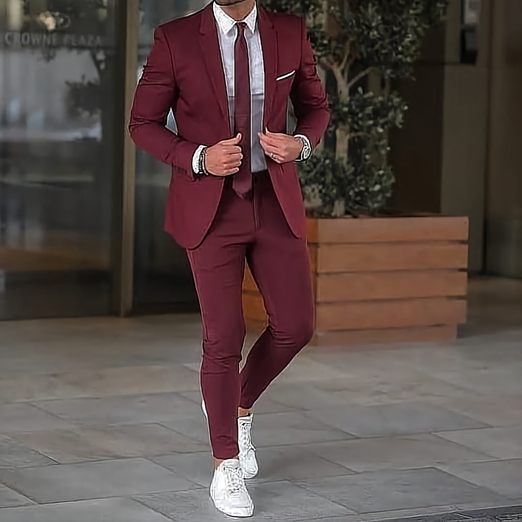 Traje Saco Blazer Pantalon Camisa de Hombre Entallado Ambo Slim Fit