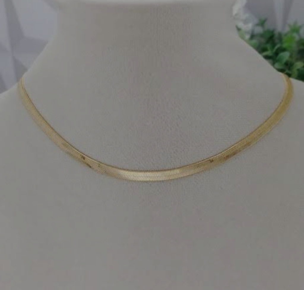 Colar Feminino Gargantilha Choker Laminada Folheado A Ouro 18k