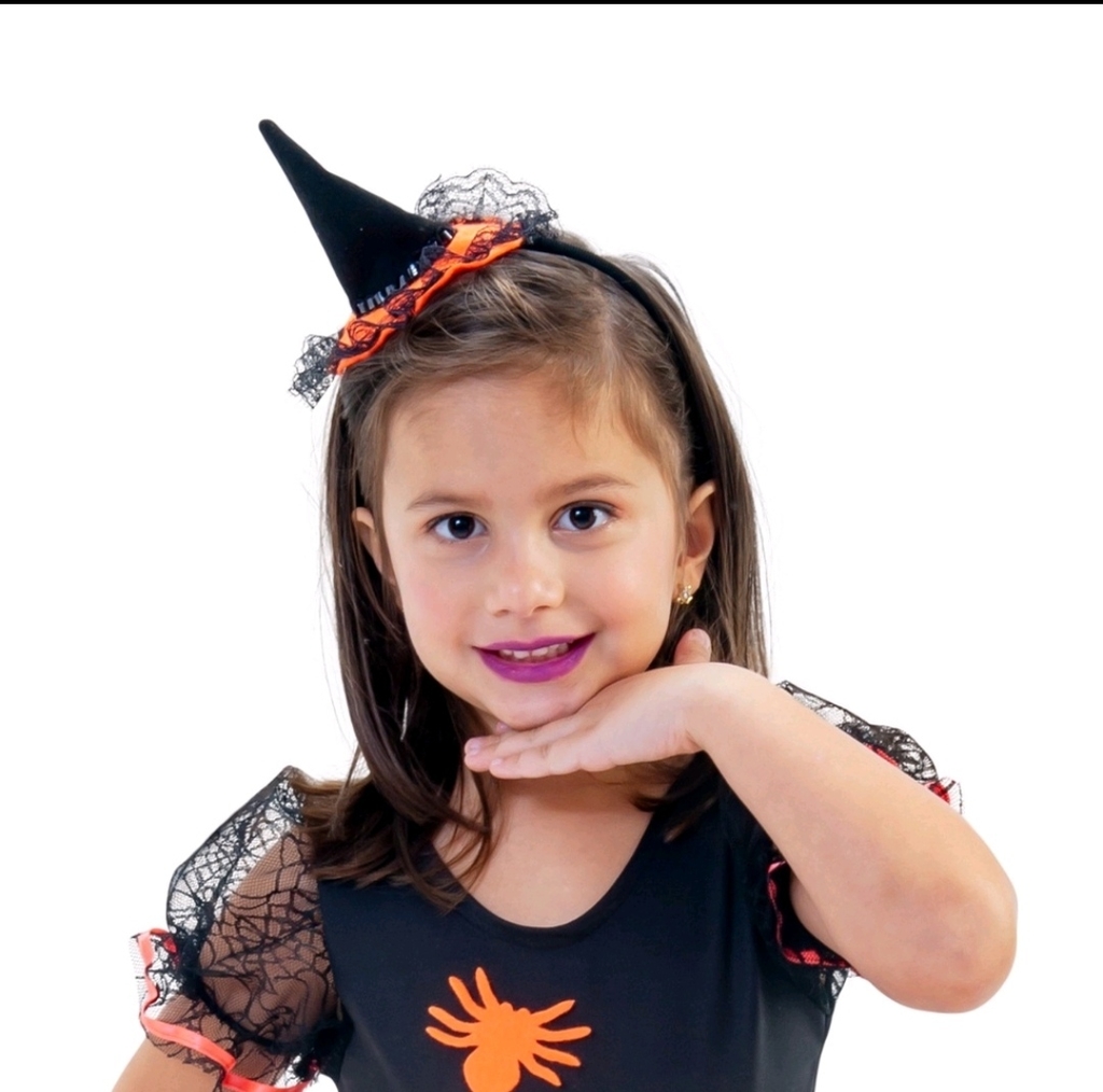 Tiara Arquinho Chapéu De Bruxa Com Glitter Halloween 1 Un