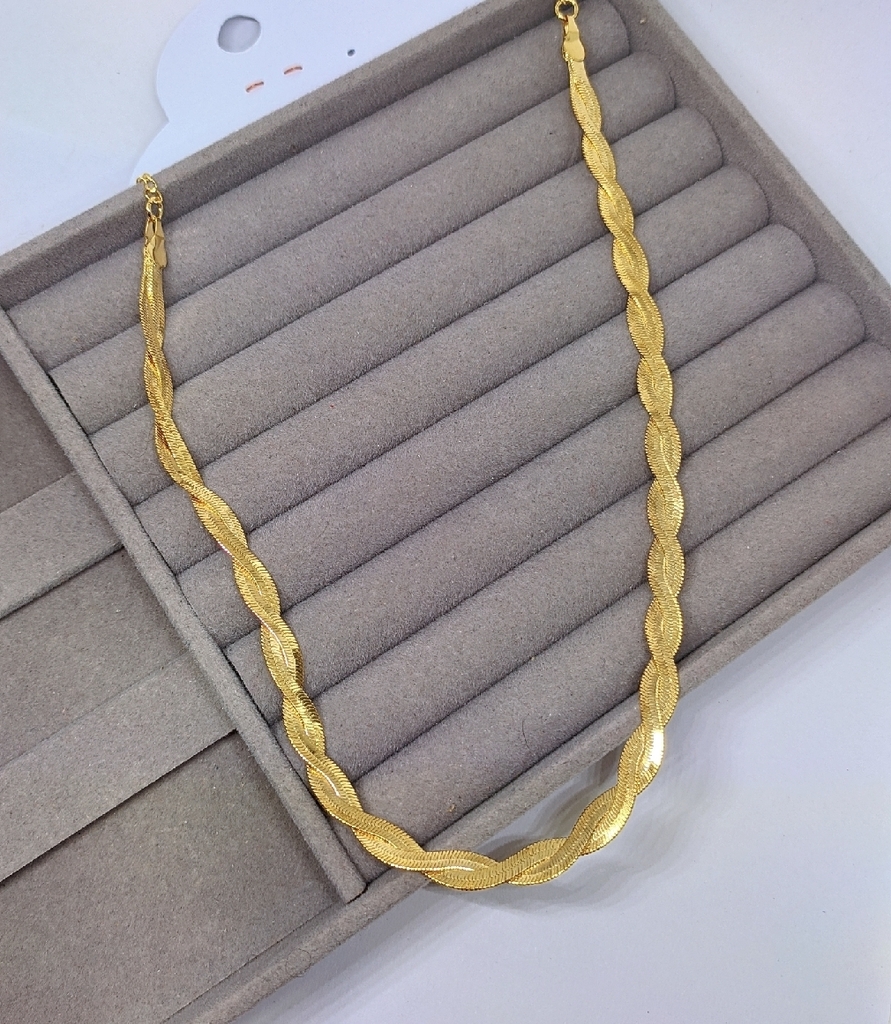 Colar Feminino Gargantilha Choker Laminada Folheado A Ouro 18k