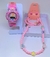 Kit Relógio Infantil Pisca Luz toca Musica Meninas + Conjunto Colar e Pulseiras brincos Miçangas Flor smile Presente - Store LVO