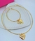 Kit Conjunto Colar e Pulseira Feminino com Pingente Coração Pequeno Liso Folheado Ouro 18k Lançamento Moda Blogueira