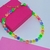 Colar Choker Miçangas Coloridas Carinha Smile Grande Inspiração Blogueira Virginia Zé Tendência Moda Verão - loja online