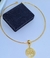 Colar Choker Feminino Elo Aro Rigido Liso com Pingente Medalha Arvore da Vida Folheado Ouro 18k Tendência