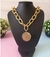 Colar Choker Corrente Feminino com Pingente Medalha Redondo Oração Pai Nosso Folheado a Ouro 18k Dourado - loja online