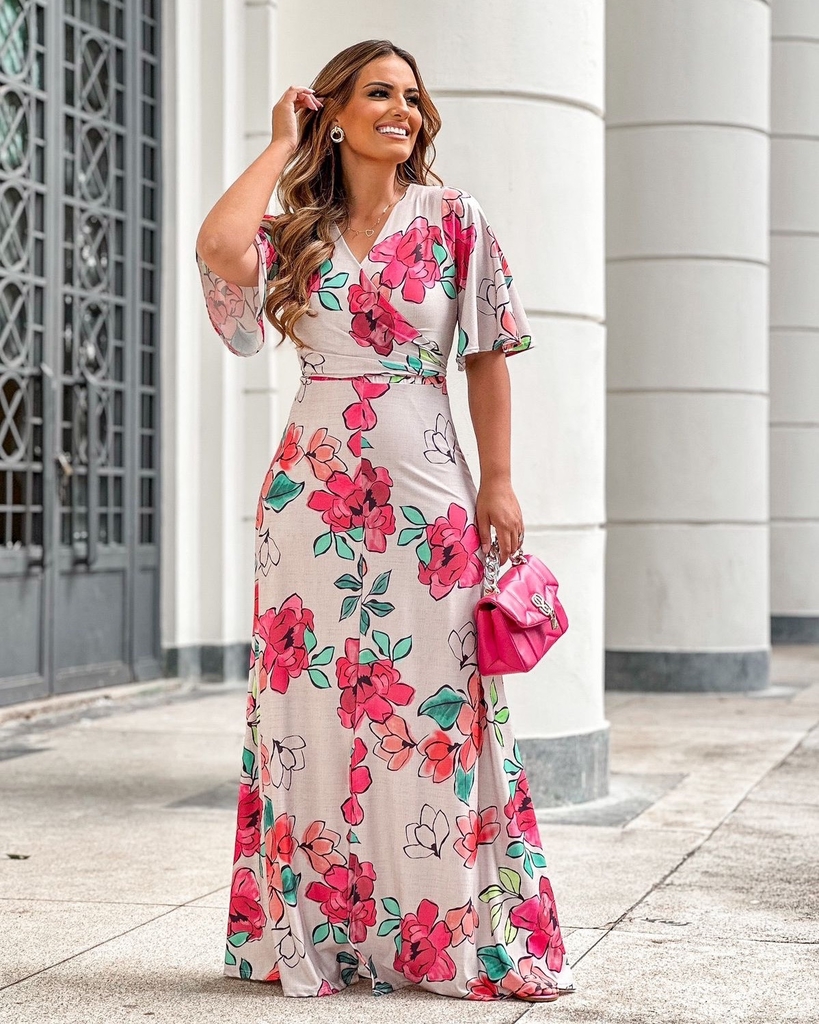 Vestido longo hotsell de flores