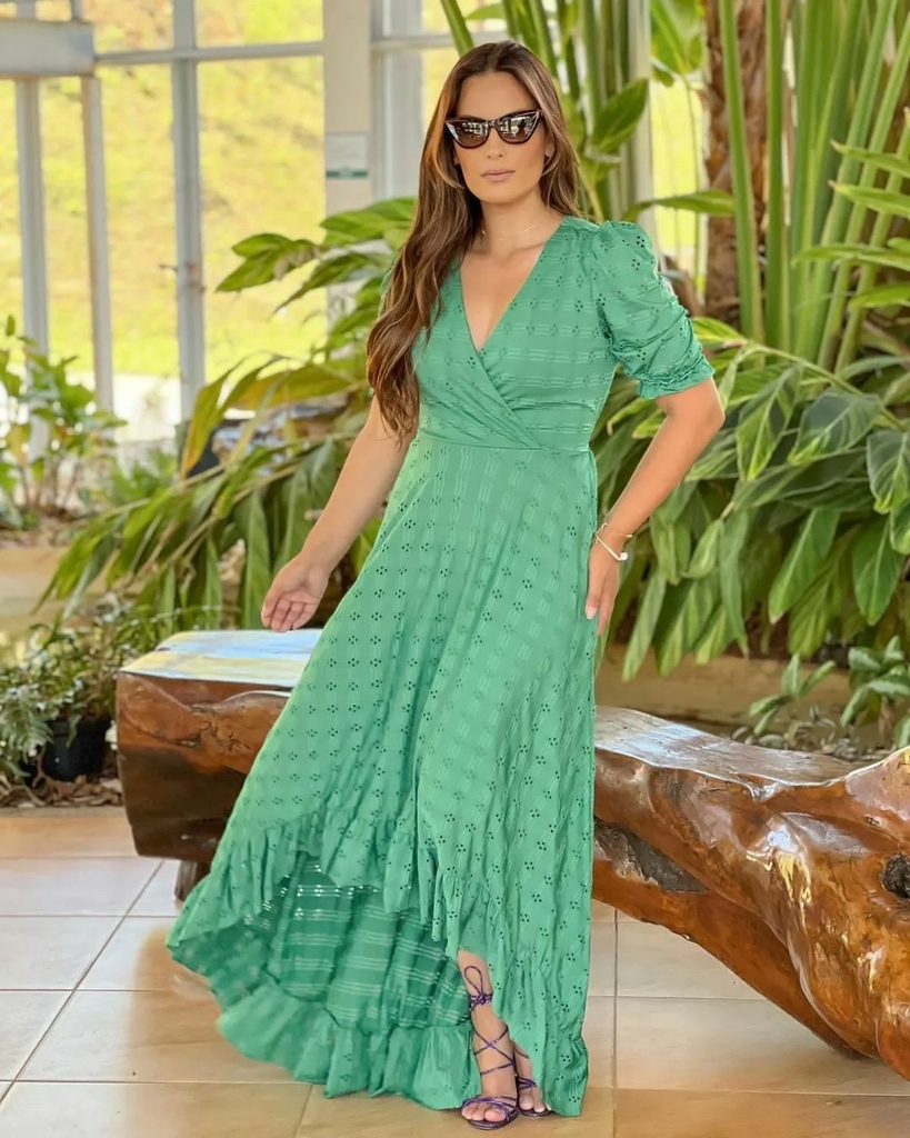 Vestido Longo Dream na Malha Lese Verde