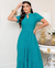 Vestido Medina Longo Azul Turquesa Malha Lese - comprar online