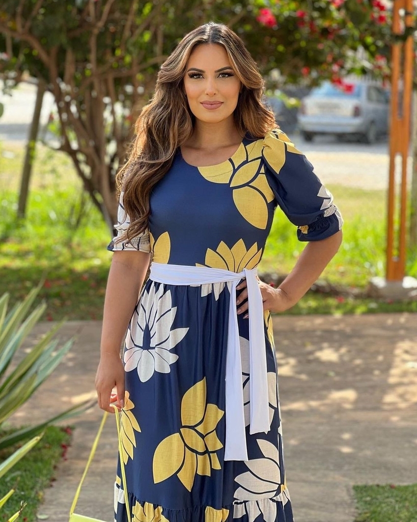 Vestido longo hotsell com estampa floral
