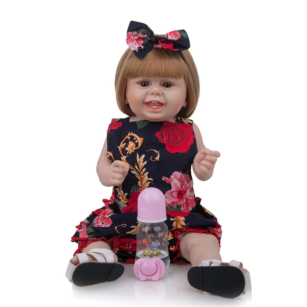 Boneca Bebê Reborn Doll Corpo de Silicone Pode Tomar Banho Com