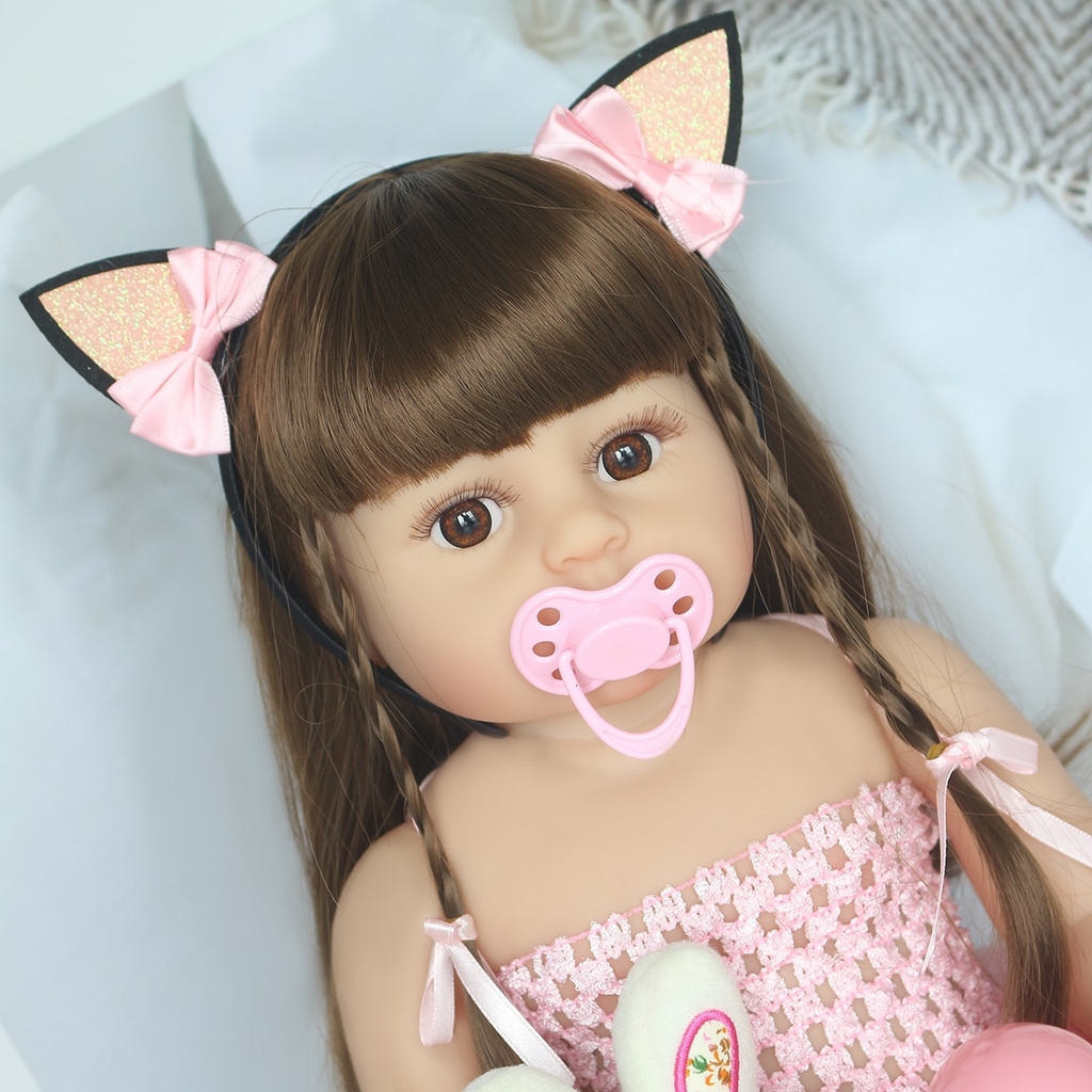 Boneca Bebê Reborn Silicone Menina 55cm Brastoy Original Olhos Castanhos  (55cm Princesa Boneca Rosa) : : Brinquedos e Jogos