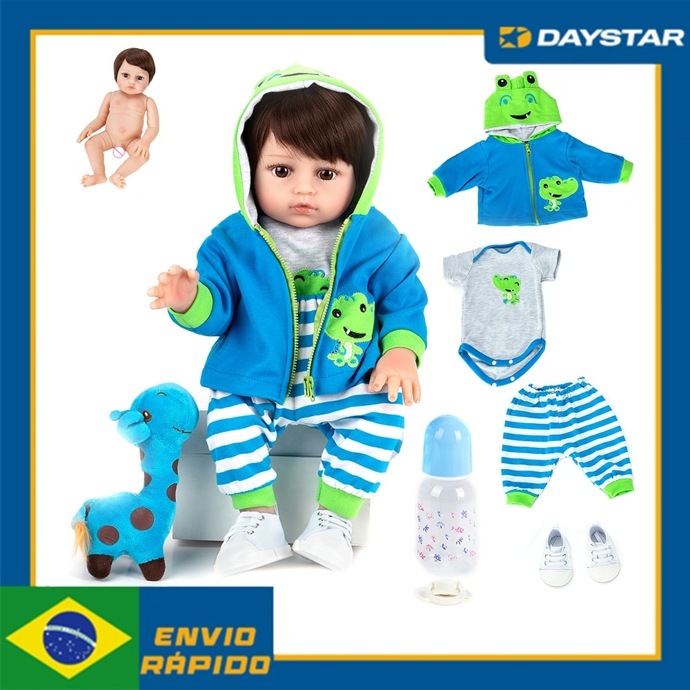 Boneca Bebê Reborn Doll Corpo de Silicone Pode Tomar Banho Com