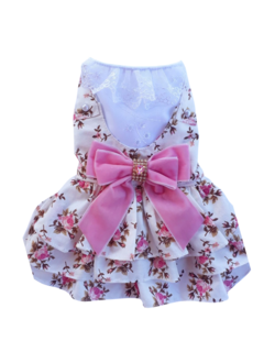 Vestido Floral Off White para cachorro e gato - Estilo de Vida Pet