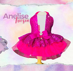 Vestido Anelise Fucsia para cachorro e gato - Estilo de Vida Pet