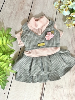 Vestido Delicate Risca de Giz Blusa Rosa para cachorro e gato