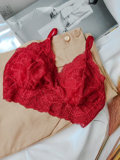 conjunto vermelho sem bojo de renda - Minúcia lingerie