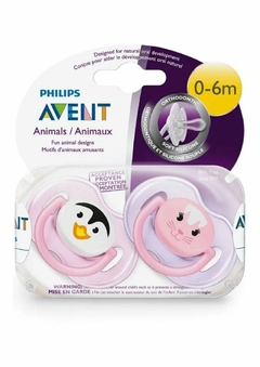 CHUPETE AVENT PHILIPS 0 a 6 MESES ANIMALES X 2 UNIDADES