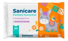 TOALLITAS HUMEDAS SANICARE CON CALÈNDULA Y VITAMINA E hipoalergènicas x 50 unidades