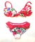 Soft Red Bikini Malla 2 piezas Estampada Flores Volado - 4 - 8