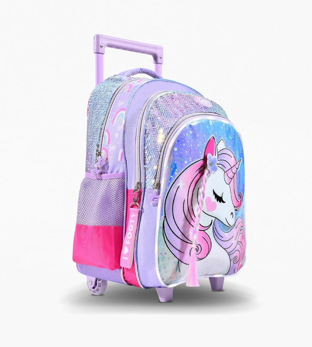 Footy Mochila Con Carro Unicornio Con Lentejuelas Y Luz 48 Cm