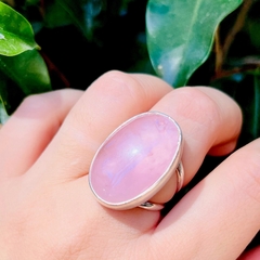 Anillo cuarzo rosa grande - tienda online