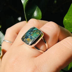 Anillo Azurita cuadrado