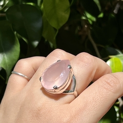 Anillo de cuarzo rosa facetado gota en internet