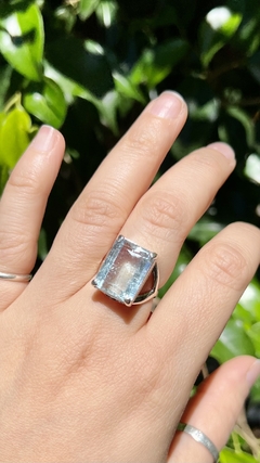 Anillo topacio bicolor rectangular - tienda online