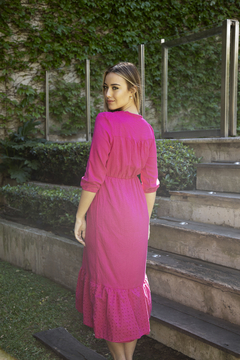 VESTIDO ESTEFANIA FUCSIA CON GUIPIUR - tienda online