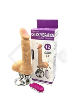 Prótese realístia Chuck vibration 7.9 com formato de pênis com veia, ventosa e vibro 16,7x4,6cm Pleasure Dreams