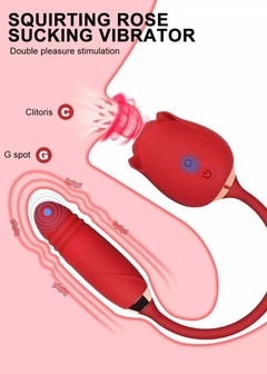 Imagem do Estimulador Duplo Em Formato de Rosa com 10 Modos de Pressão e 10 Modos de Vibração Vai e Vem